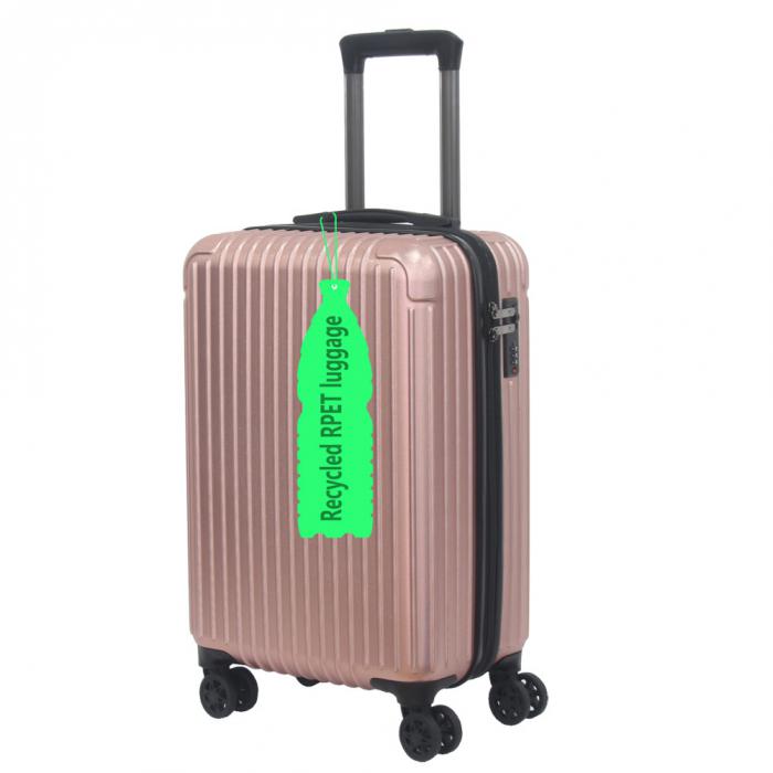 Eco-friendly RPET suitcase made from recycled PET plastic bottles