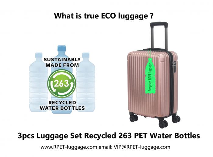 Just Sharing a True ECO-friendly 100 recycled PET bottles luggage- RPET luggage