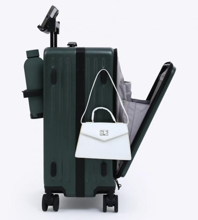 Smart Front Opening Suitcase with Detachable Side Bag